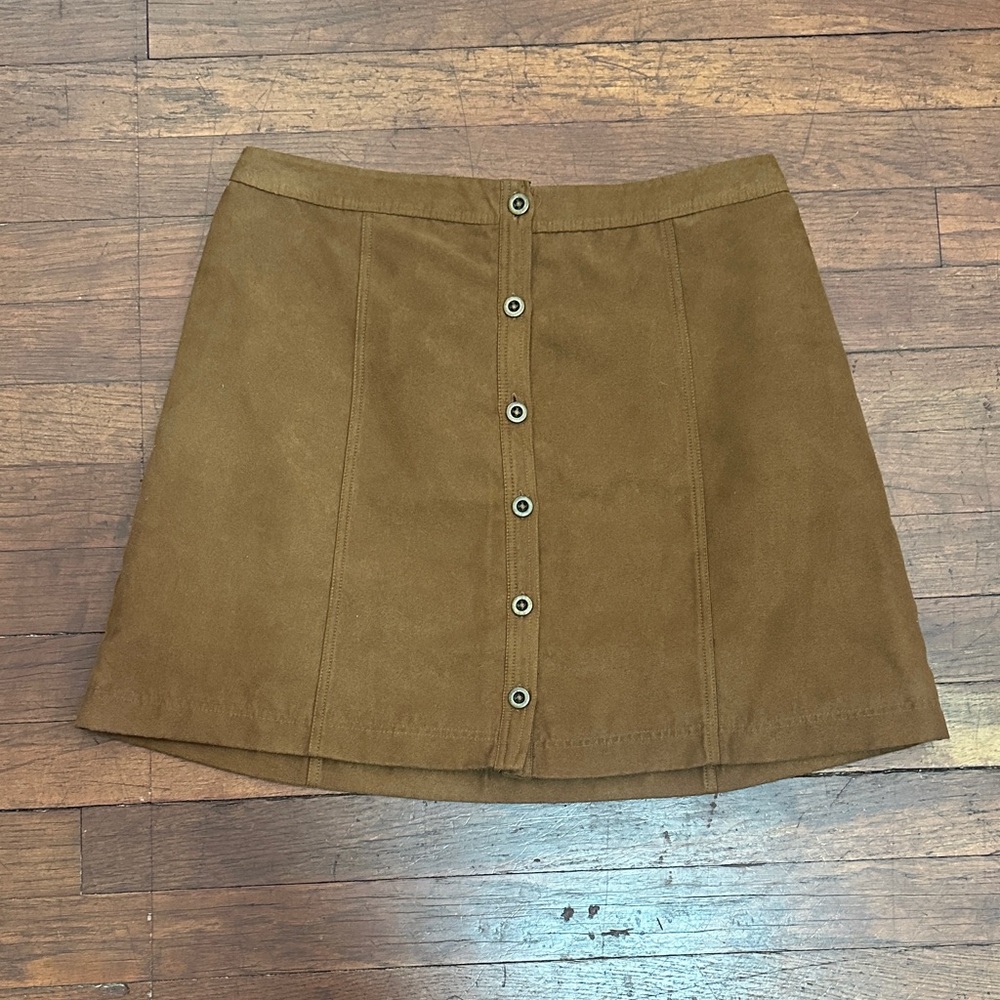 Hollister Faux Suede Button-Front Mini Skirt